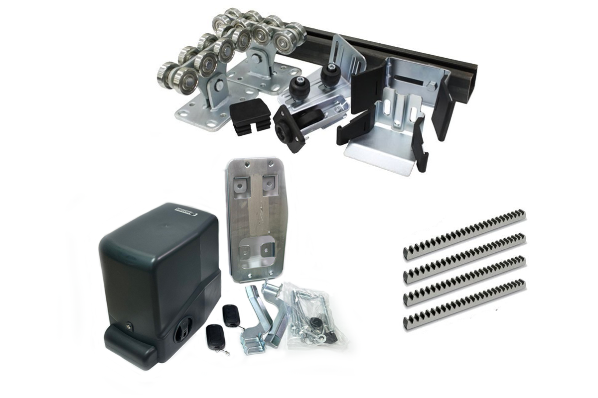 Комплект Алютех для откатных ворот с шиной 5,3 м, стальные ролики до 450 кг + ARW-600KIT + рейка 4 шт