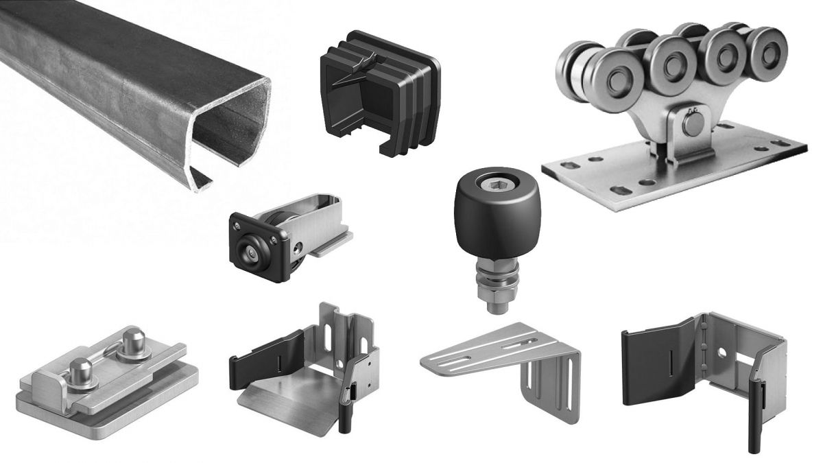 Комплект Алютех для откатных ворот с шиной 5,3 м, стальные опоры до 450 кг. от 10 шт.