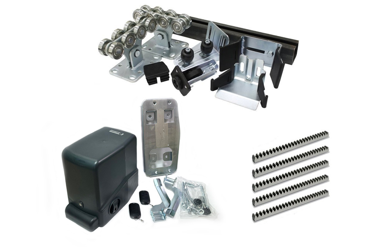 Комплект Алютех для откатных ворот с шиной 6 м, стальные ролики до 450 кг + ARW-600KIT + рейка 5 шт